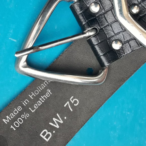 Genuine Leather Belt Alligator Embossed Goth Avant Garde Punk Triangle Brutalist - Picture 11 of 15